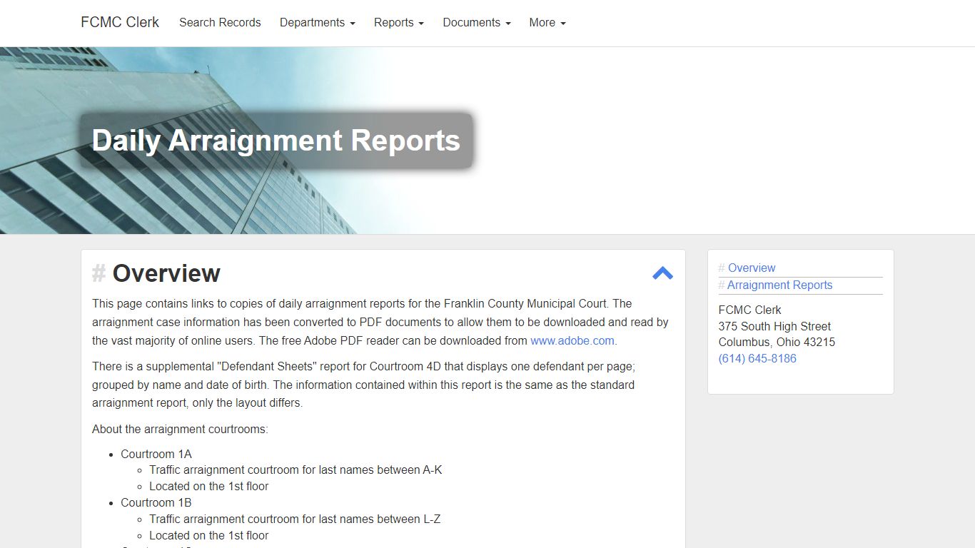 Daily Arraignment Reports Daily Arraignment Reports